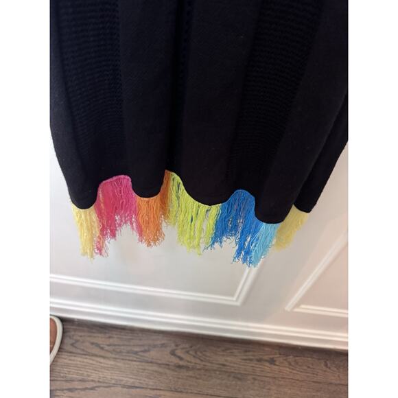 Torn by Ronny Kobo Black Halter Crochet Knit Maxi Dress Fringe Hem Size S NWT - Picture 7 of 11